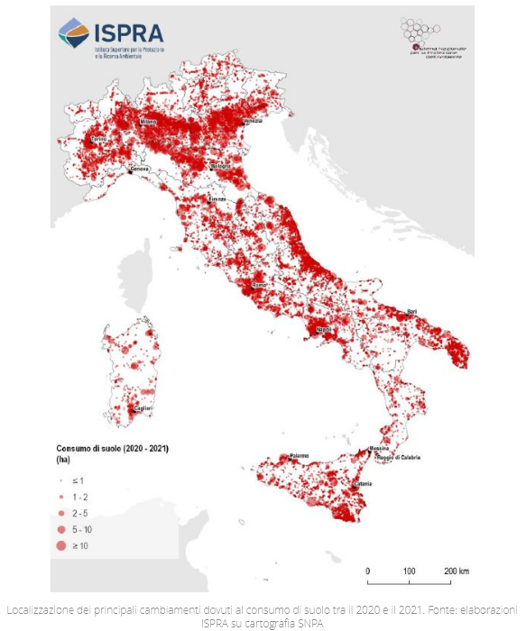 consumo di suolo in Italia