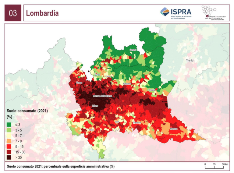 consumo di suolo, Lombardia